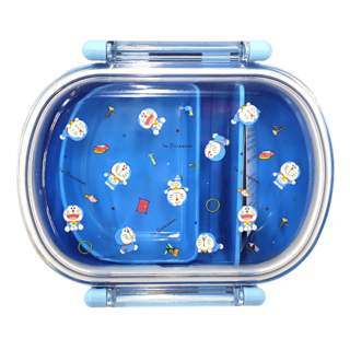 Skater 銀離子橢圓形雙扣便當盒 148 x 123 x 56mm 360ml, 哆啦A夢 透明, 1個