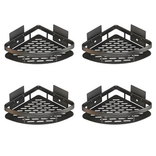 浴室置物架 加厚款三角架 無痕貼, 經典黑, 4個