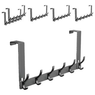 小麥購物 太空鋁門後掛鉤 一般款 C594, 黑色, 6個