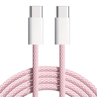 Type-C-Type-C 蘋果彩色编織快充線, 200cm, 蜜粉色, 1條
