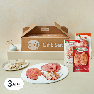 다향오리 훈제오리 600g + 목심 400g + 삼겹 400g + 닭가슴살 600g 4종 세트, 3세트