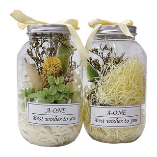 A-ONE 匯旺 永生花許願花瓶套裝, 2個, E款 綠兔尾草