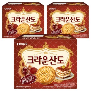 Crown Sando 栗子提拉米蘇夾心餅乾, 3盒, 161g