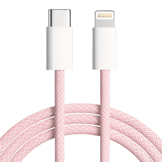 蘋果快充線彩色编織線 Type-C-Lightening, 100cm, 亮粉色, 1條