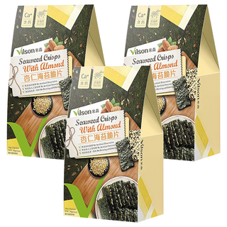 Vilson 米森 海苔脆片 杏仁 5包, 90g, 3盒