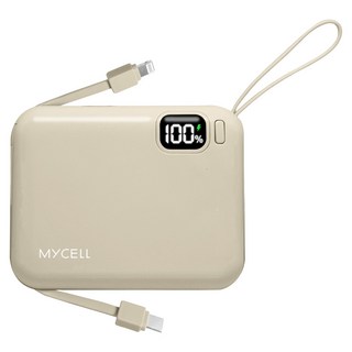 MYCEll 積進科技 MINI AIR PD 20W 帶線快充行動電源, 10000mAh 超大容量, 台灣製造, MY-PC-049, 奶茶色