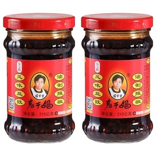 老干媽 豆豉油制辣椒, 堅持傳統釀造, 豆豉單吃也美味, 廚房常備醬料, 210g, 2罐