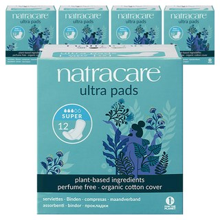 나트라케어 울트라 패드 생리대 날개형 롱, 중형, 12개입, 5개