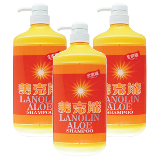 MEKELONG 金美克能 洗髮精 含珍貴羊毛脂 蘆薈海藻素, 1L, 3瓶