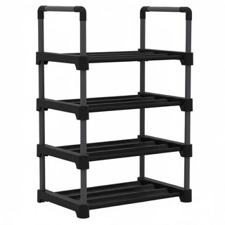 簡約組合鞋架 塑膠金屬材質, 1個, 黑色