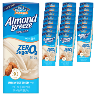 BLUE DIAMOND 藍鑽 Almond Breeze杏仁奶 無糖口味, 190ml, 24入
