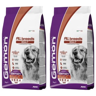 Gemon 啟蒙 義大利 中大型成犬飼料 含水解動物蛋白 FOS低聚果糖 草本植物-絲蘭 天然板栗, 羊肉, 3kg, 2袋