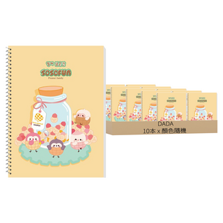 DADA 花生家族 大格子 窄款小學線圈筆記本, 10本, 顏色隨機