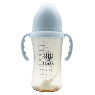 Simba 小獅王辛巴 蘊蜜鉑金PPSU寬口吸管把手防脹氣奶瓶 3個月以上, 晨藍, 270ml, 1個