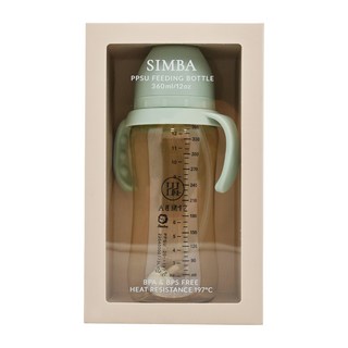 Simba 小獅王辛巴 蘊蜜鉑金PPSU寬口吸管把手防脹氣奶瓶 3個月以上, 綠沐色, 360ml, 1個