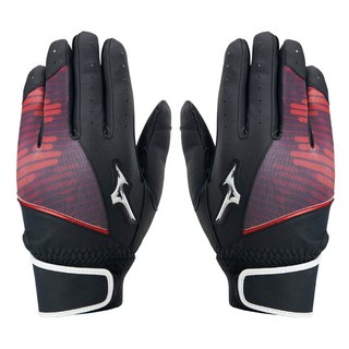 Mizuno 美津濃 打擊手套, 黑色 + 紅色, 1雙