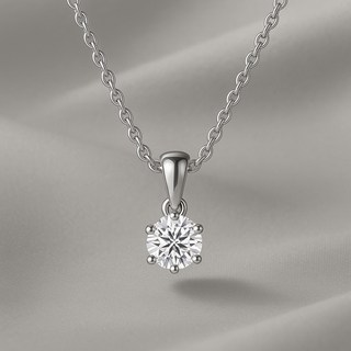 엔클레어 여성용 모이사나이트 925 18k 화이트골드 필드 랩다이아몬드 6프롱 목걸이