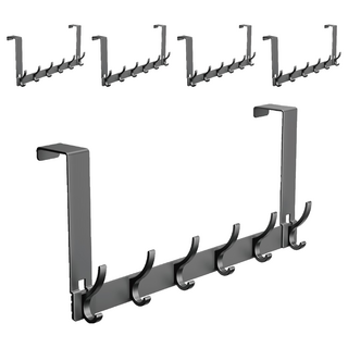 小麥購物 太空鋁門後掛鉤 一般款 C594, 黑色, 5個