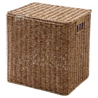 Nature Living 深型藤編附蓋籃 L號, 1個, 咖啡色