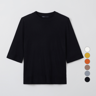 SPAO 女款美麗諾羊毛圓領寬鬆版五分袖針織衫 SPKWF23W04