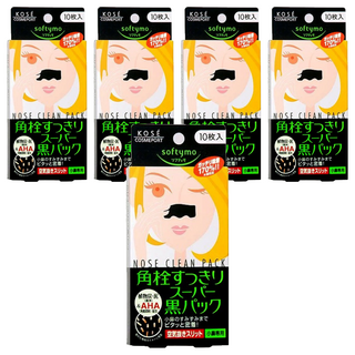 KOSE 高絲 softymo 絲芙蒂 女用粉刺清潔貼布 Set 角栓清潔鼻貼 含植物性保濕成份 及皮脂吸附, 10枚, 5盒