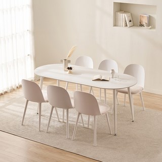 삼익가구 클레디 통세라믹 타원형 식탁세트 6인용 + 의자 6p 방문설치, 화이트 + 화이트, 일반의자 6