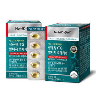 뉴트리디데이 장용성 rTG 알티지 오메가3, 60정, 2개