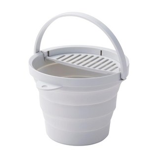 iSETO 伊勢藤 日本製 折疊圓形水桶 露營收納桶 釣魚水桶 8L, 1個, 灰色
