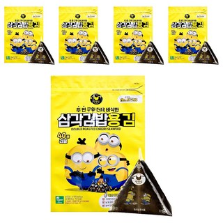 만전김 미니언즈 두번 구운 삼각김밥용 김 리필용 40매입, 48g, 5개