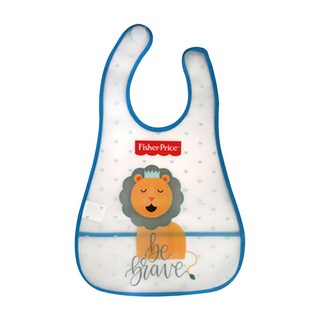 Fisher-Price 費雪 防水圍兜 質地輕薄好清洗 配戴感舒適魔鬼氈設計 穿脫快速又便利, 藍邊獅子款, 1件