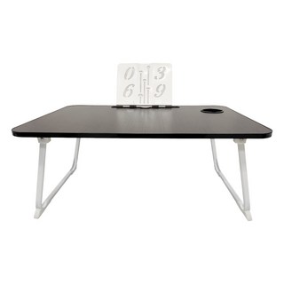 品屋 床上小桌板帶抽屜 卡槽 + 杯托 + 抽屜, 拉絲黑