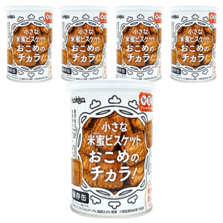 hokka 北陸製菓 米蜜餅乾保存罐 天然餅乾, 5罐, 110g
