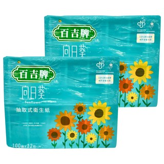 百吉牌 向日葵 抽取式衛生紙, 12包, 2袋
