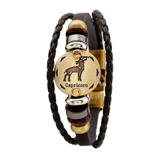 12星座 真皮頭層牛皮編織搭合金手環 LW33