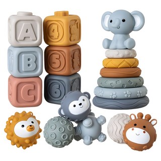 키젤로 5 in 1 말랑말랑 소프트 촉감완구 19pcs, 혼합색상, 1세트