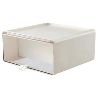 奶油日 抽屜式收納展示盒, 塑膠材質, 奶油白