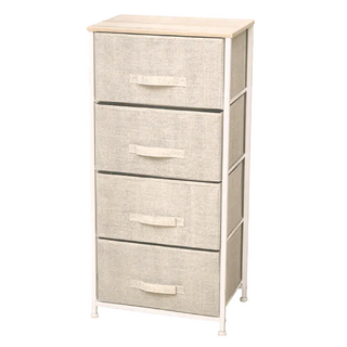 LiFArt 日系上木板四層抽屜收納櫃 白色, 30.5 x 45.1 x 94cm