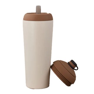 YCCT 速吸杯二代 304不鏽鋼杯身 食品級矽膠吸管, 淺焙棕, 720ml, 1個