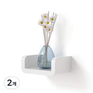 청년리빙 모던 못 없이 벽선반, 화이트, 2개