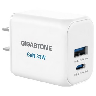 GIGASTONE 立達 PD3.0/QC3.0 33W雙孔充電器 GS-PD-6333W-R, 白色, 1個