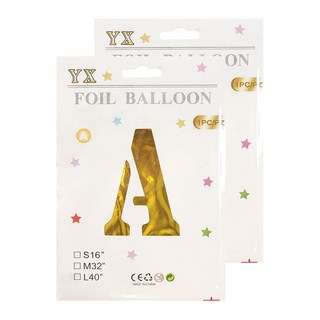 YX 字母造型鋁箔氣球 - HAPPY BIRTHDAY 生日快樂裝飾, 金色, 2組