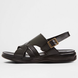 VONIN 男士天然牛皮雙編織圖案涼鞋 CS351BK