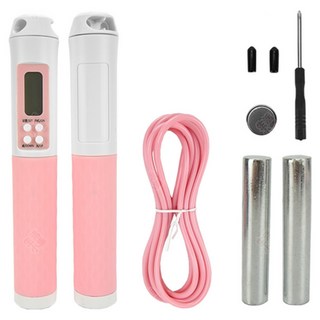 LifeHouse 計數負重電子跳繩, 360°精鋼承軸, 2.5 x 2.5 x 17.5cm, 粉白, 1個