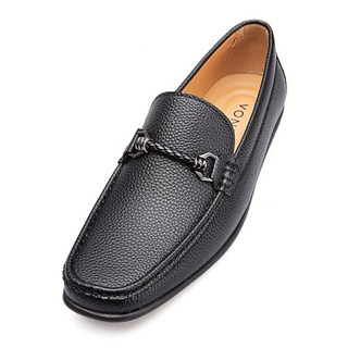 VONIN 鞋頭裝飾U形鞋頭牛皮荔枝紋樂福鞋 RXF016BK