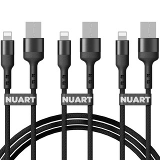 누아트 USB 3.0 to 라이트닝 아이폰 고속충전 패브릭 케이블, 2m, 혼합색상, 3개