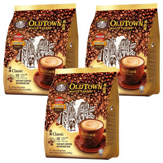 OLDTOWN WHITE COFFEE 舊街場白咖啡 3合1經典白咖啡, 口感如絲綢般滑順, 濃郁乳香勾勒焦糖氣味, 35g, 15條, 3袋