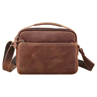 真皮頭層瘋馬牛皮復古男士肩背包斜背包 棕色, 26.5 × 8.5 × 20cm