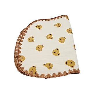 愛北鼻 純棉10層紗嬰兒拍嗝紗布枕巾,卡其熊頭 枕頭墊,1入