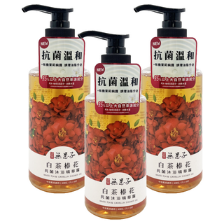 SOAPBERRY 古寶無患子 抗菌沐浴精華露 白茶椿花, 富含保濕因子, 調理油脂分泌, 含茉莉花水與綠茶萃取, 600g, 3瓶