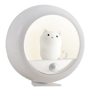 INTOPIC 廣鼎 純白萌喵小夜燈 自動感應 USB充電